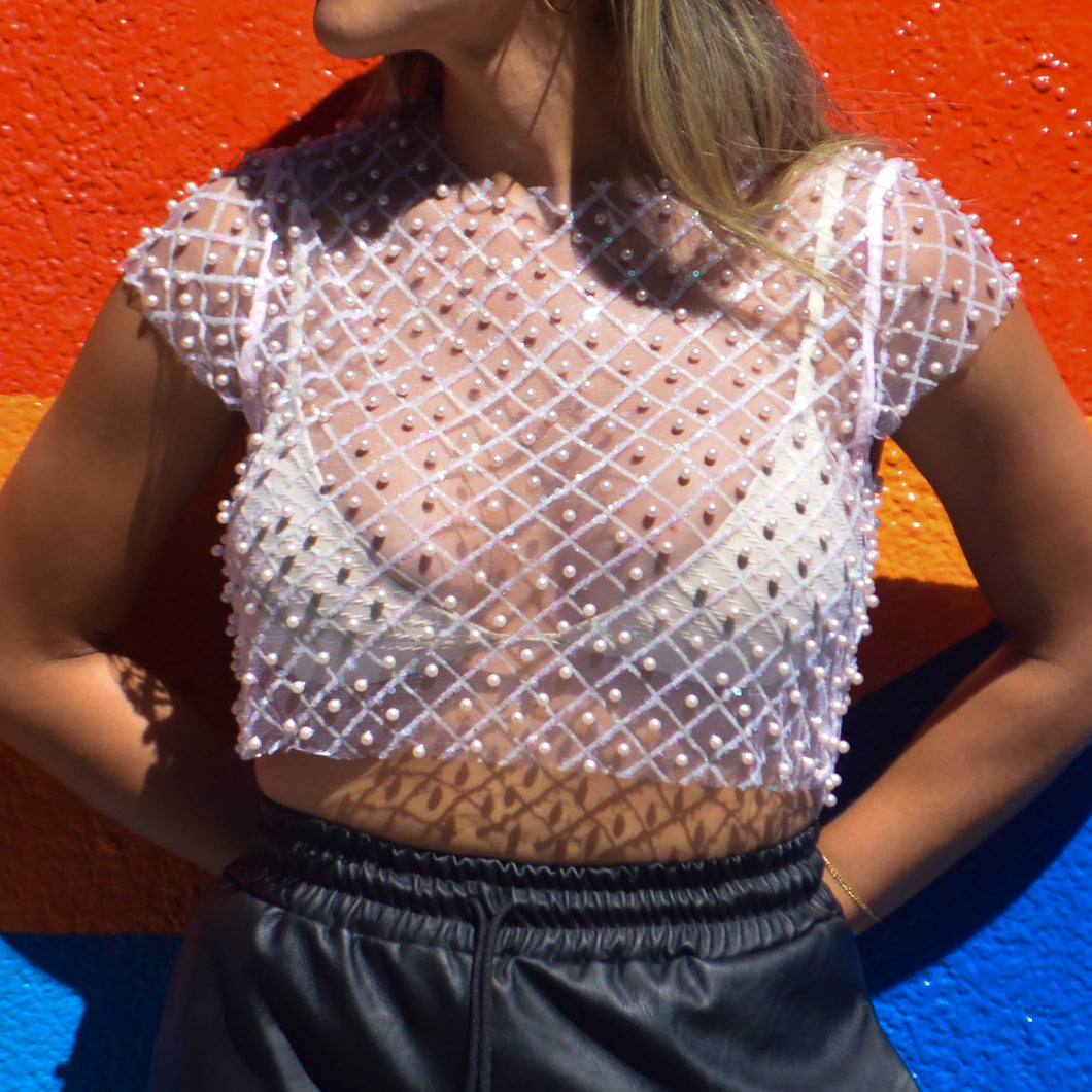 Pearl Mesh Top